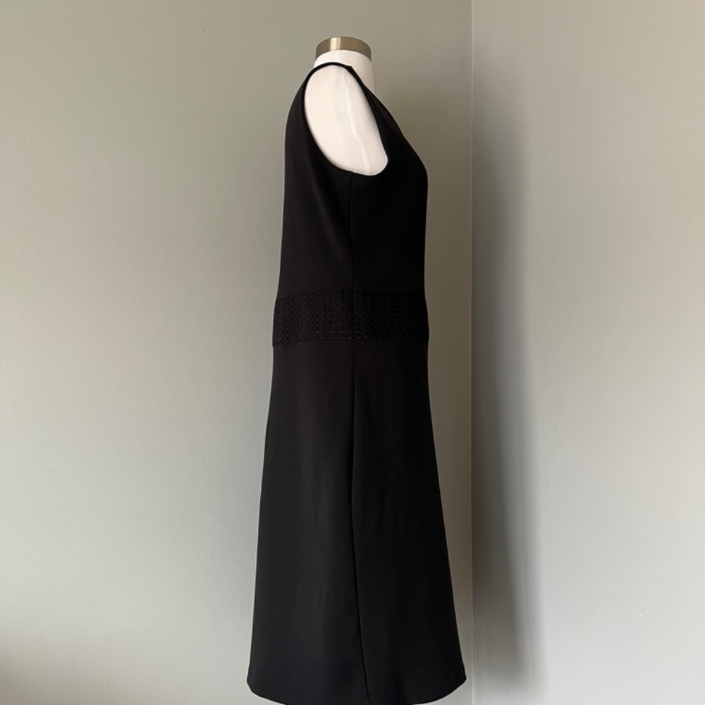 Hugo Boss Black Stretch Embordered Pencil Career Sleeveless Dots Sheath Dress L - Picture 5 of 13
